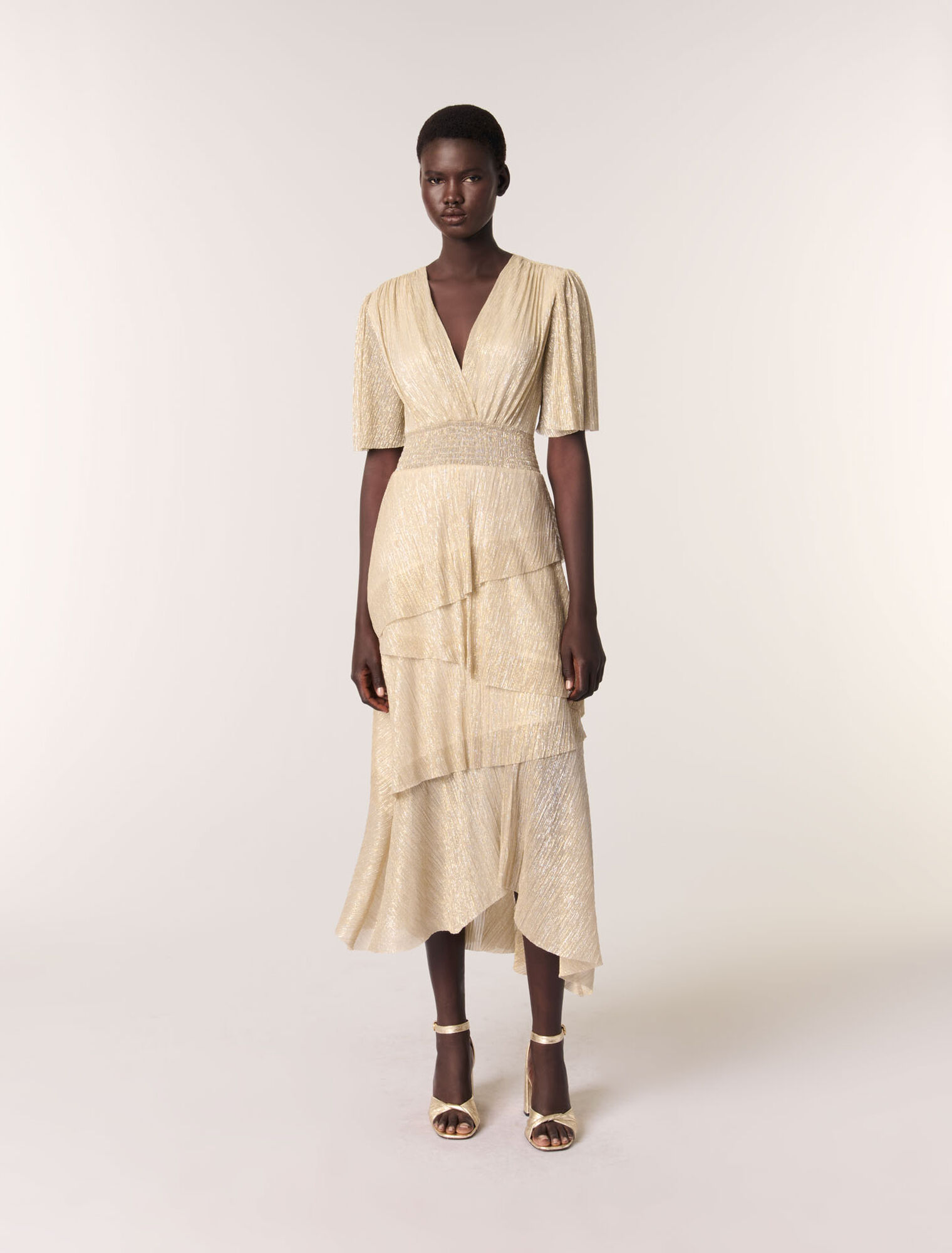 Metallic ruffled dress
