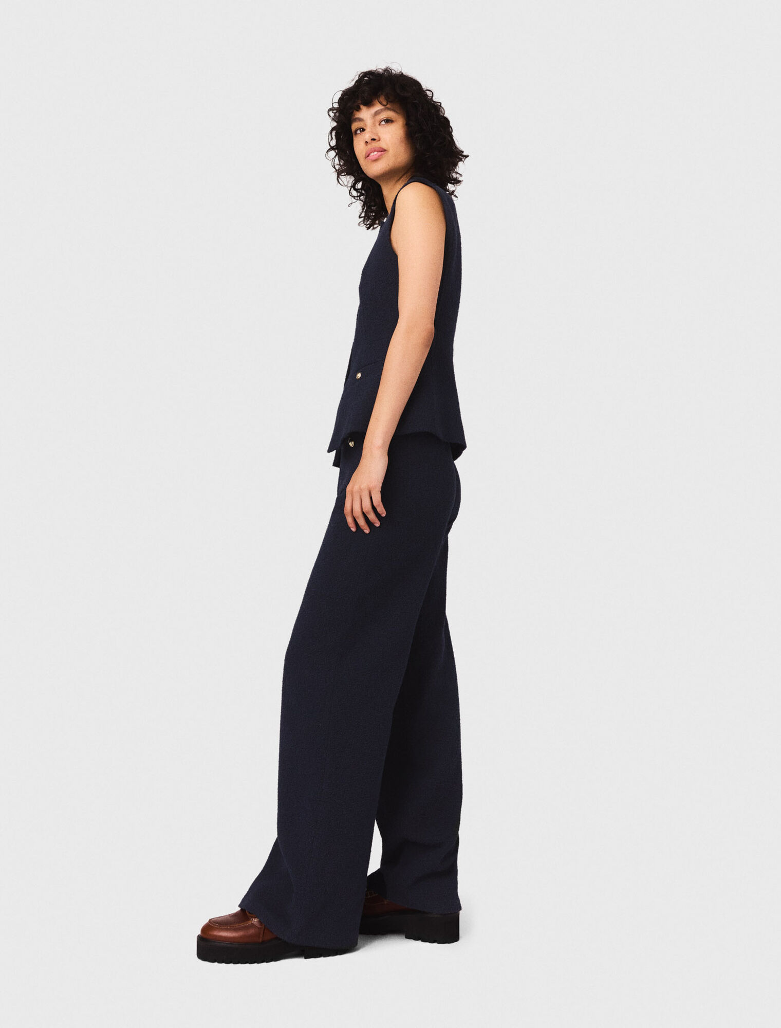 Straight-leg tweed trousers