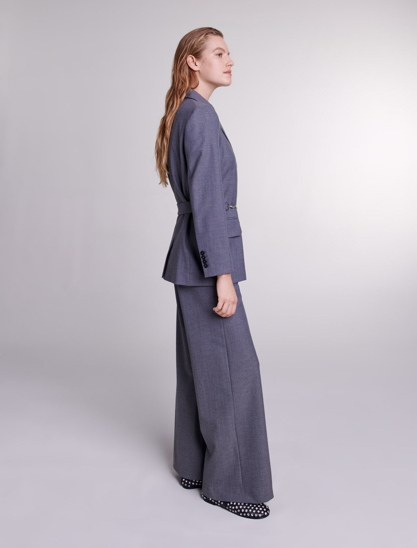 めい Suit jacket with chain belt