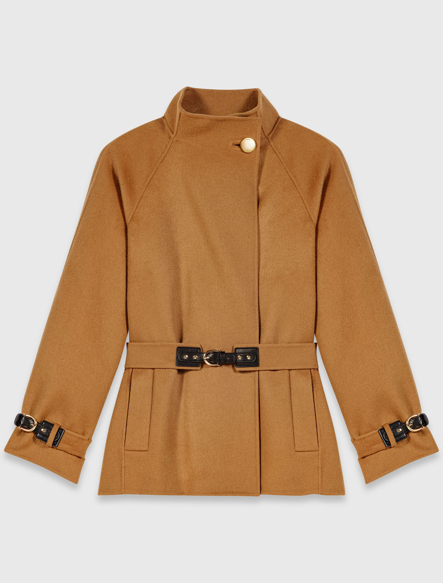 Belted mid-length wool coat