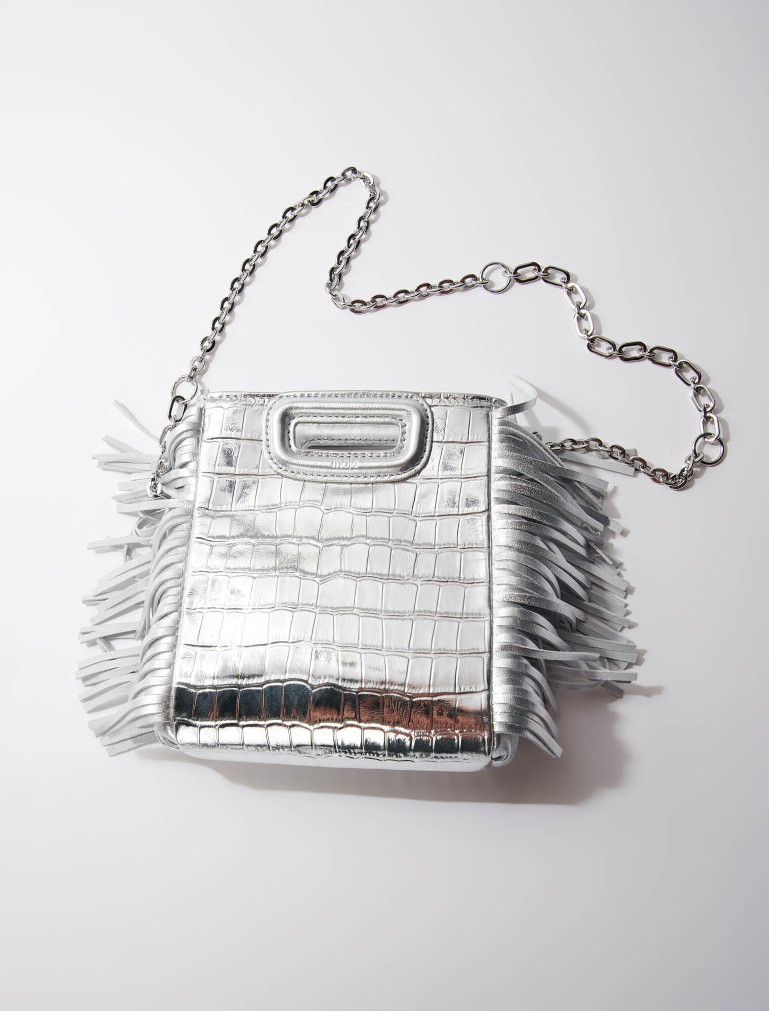 Mini embossed-leather M bag with chain