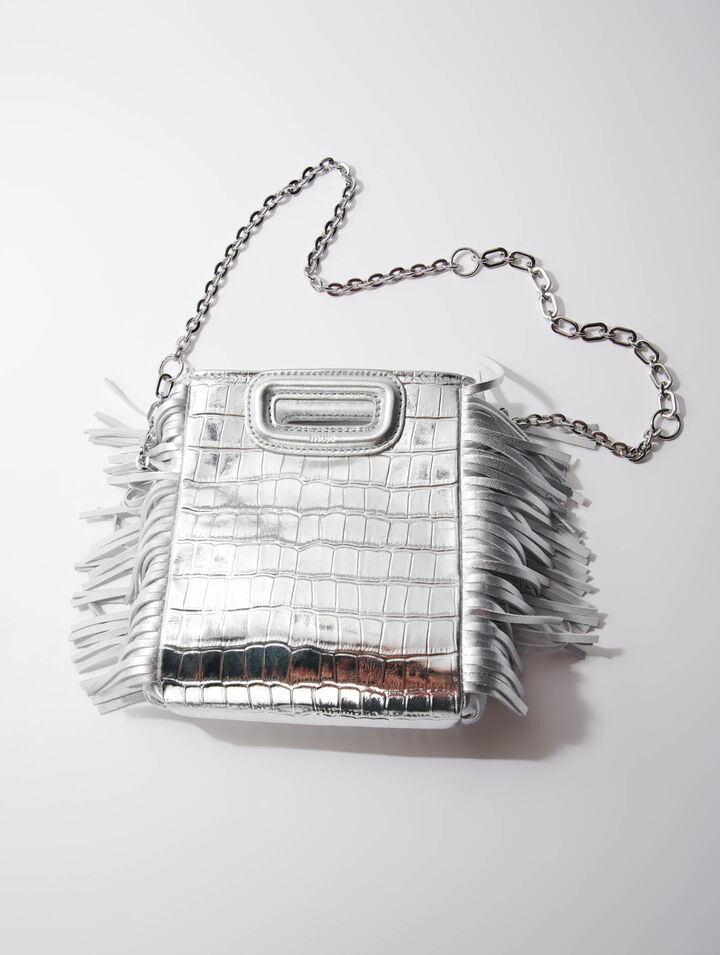 Mini embossed-leather M bag with chain