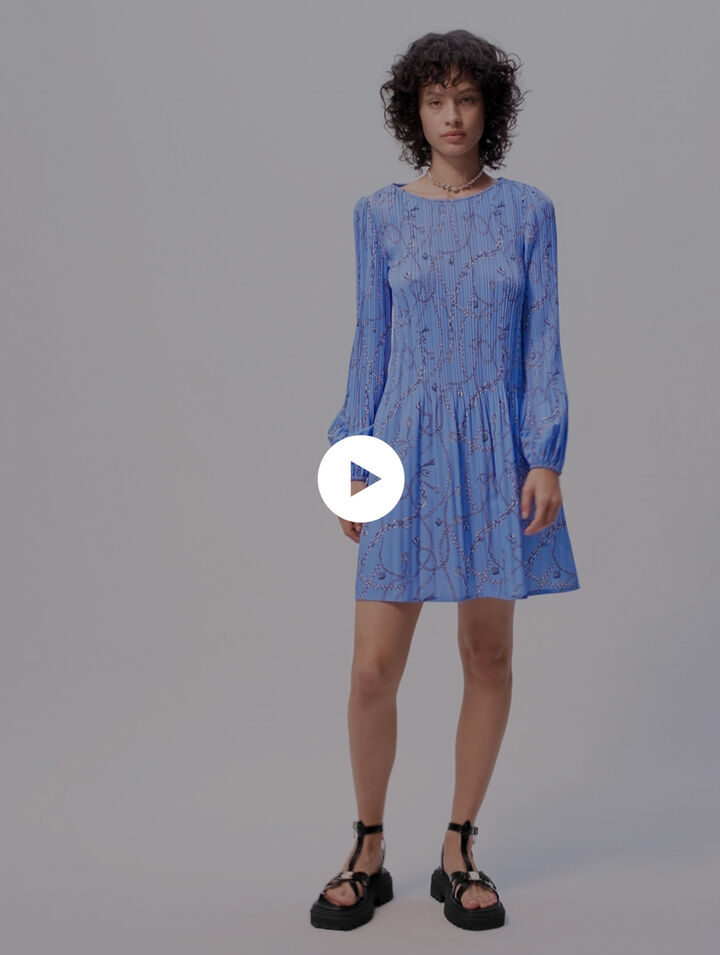 Patterned pleated dress