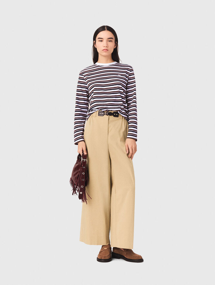 Wide-leg cotton trousers