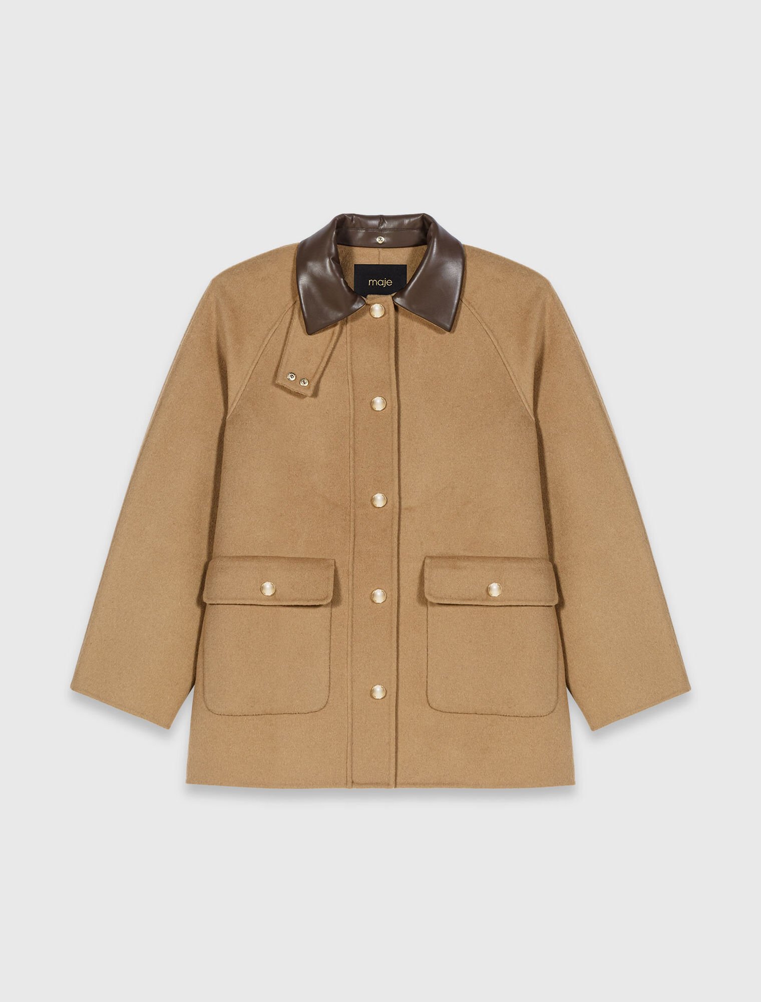 Wool coat with removable hood