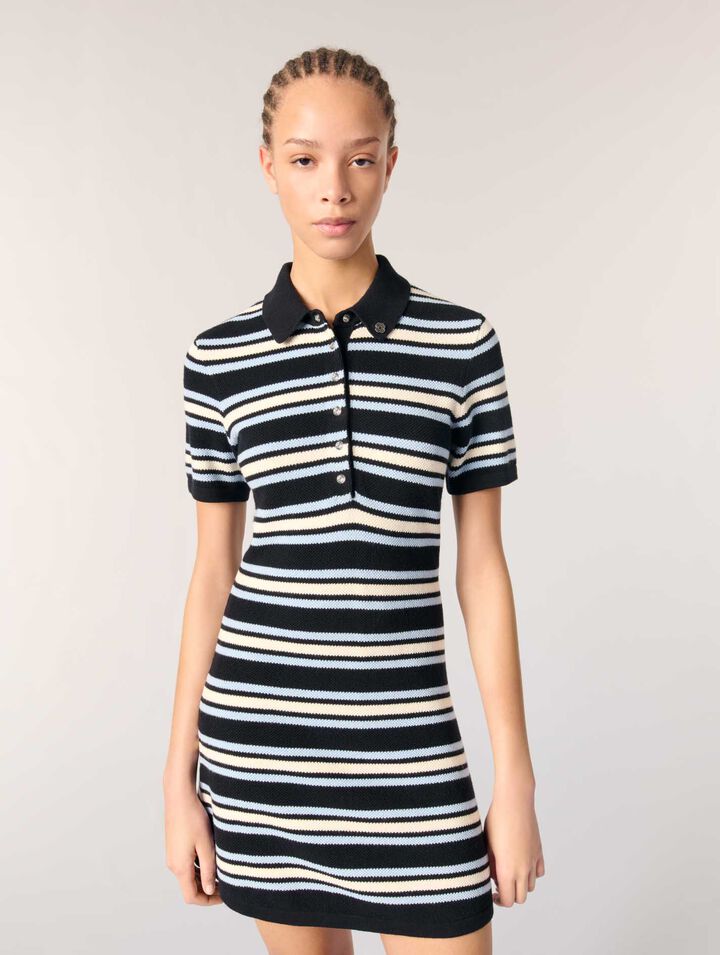 Striped knit polo dress