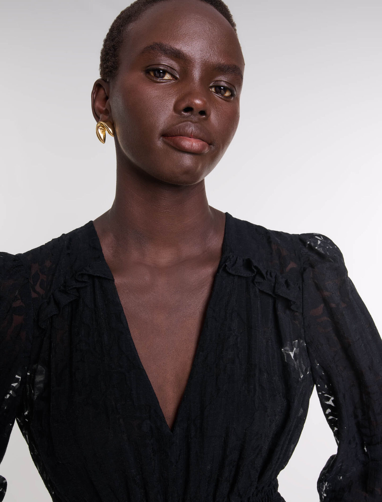 Layered-effect patterned dress