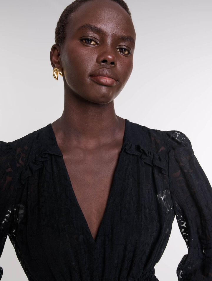 Layered-effect patterned dress 