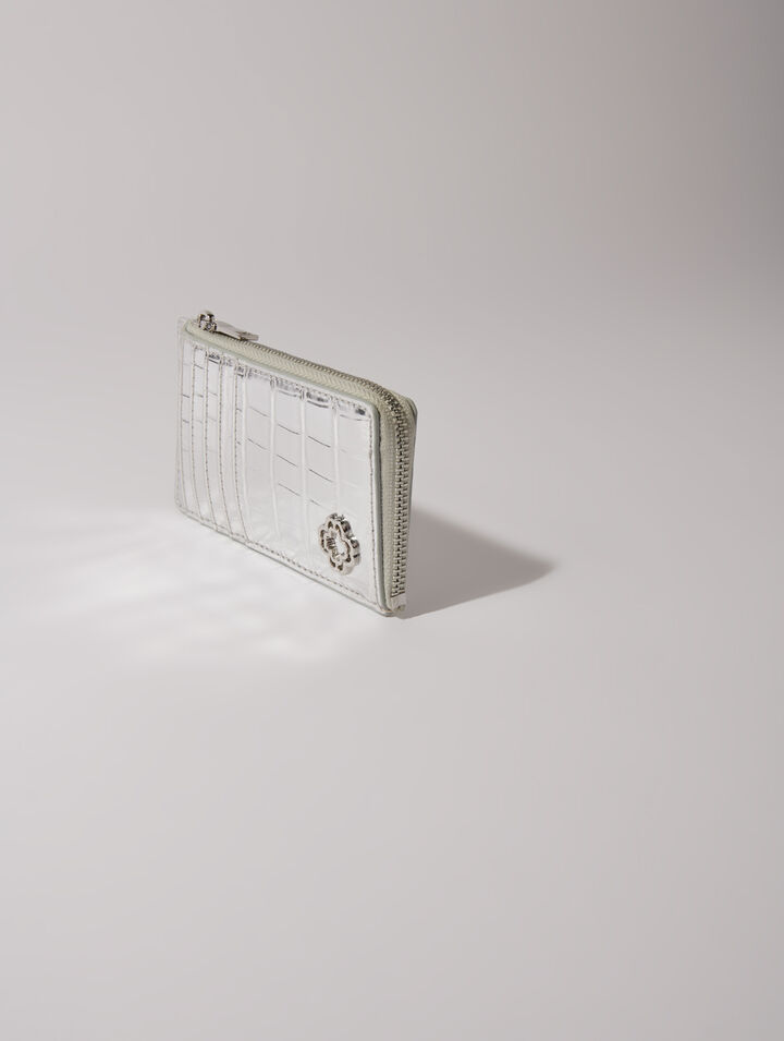Mock croc leather cardholder