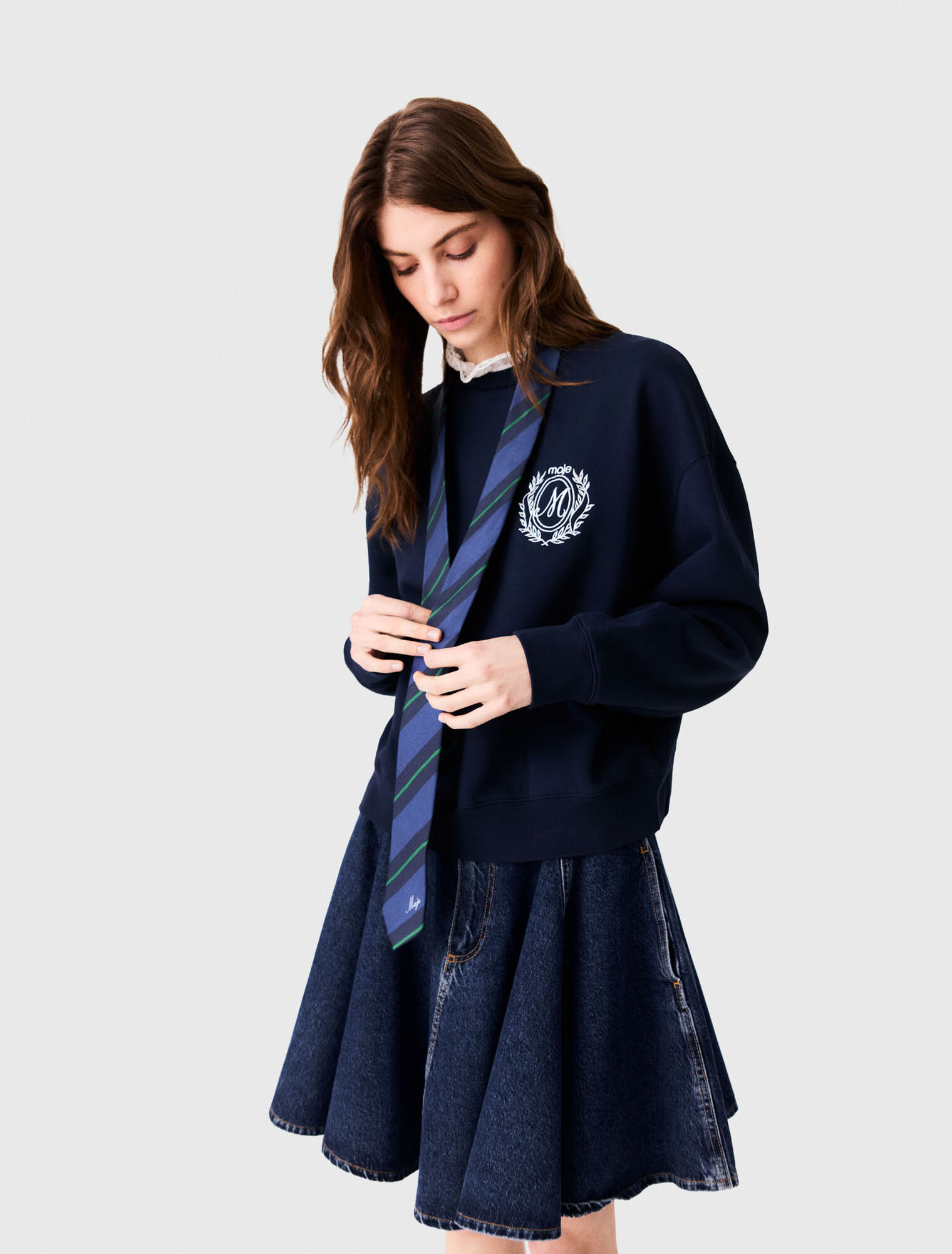 Sweatshirt with poplin details