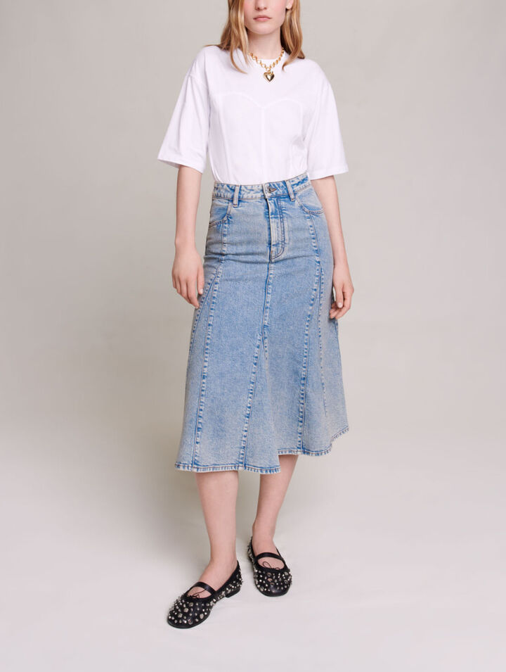 Denim midi skirt