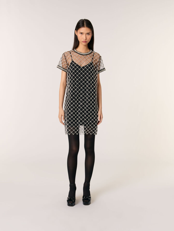 Short embroidered tulle dress