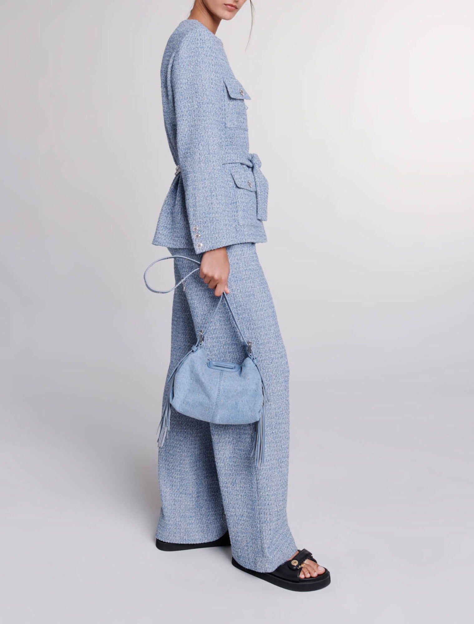 Belted tweed jacket