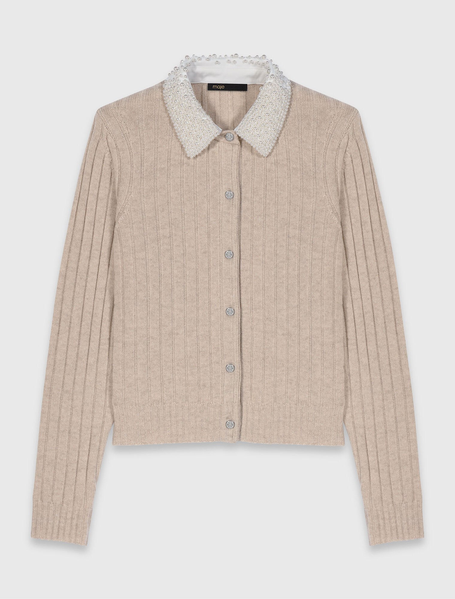 Cardigan with removable bead collar