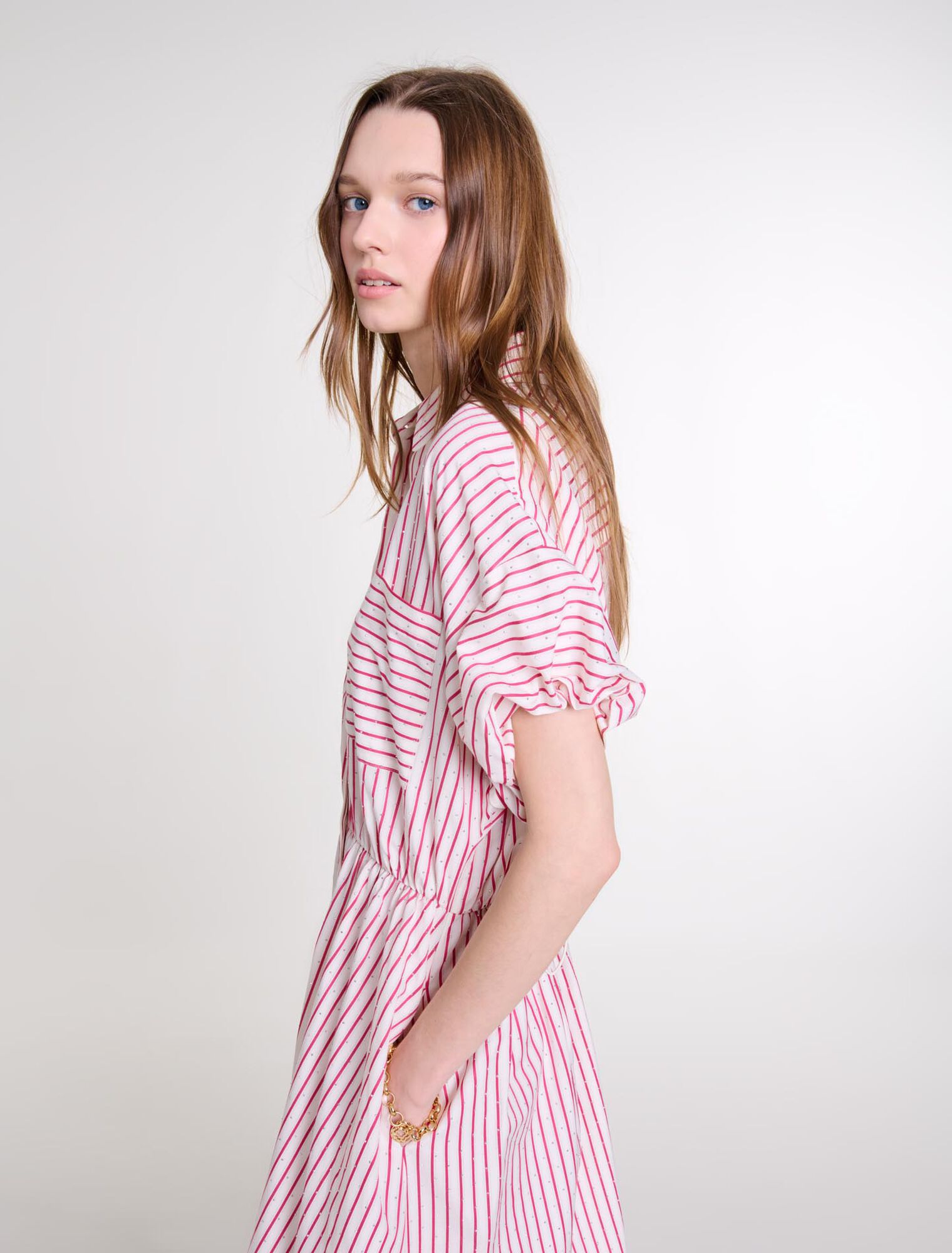 Striped and rhinestone maxi dress