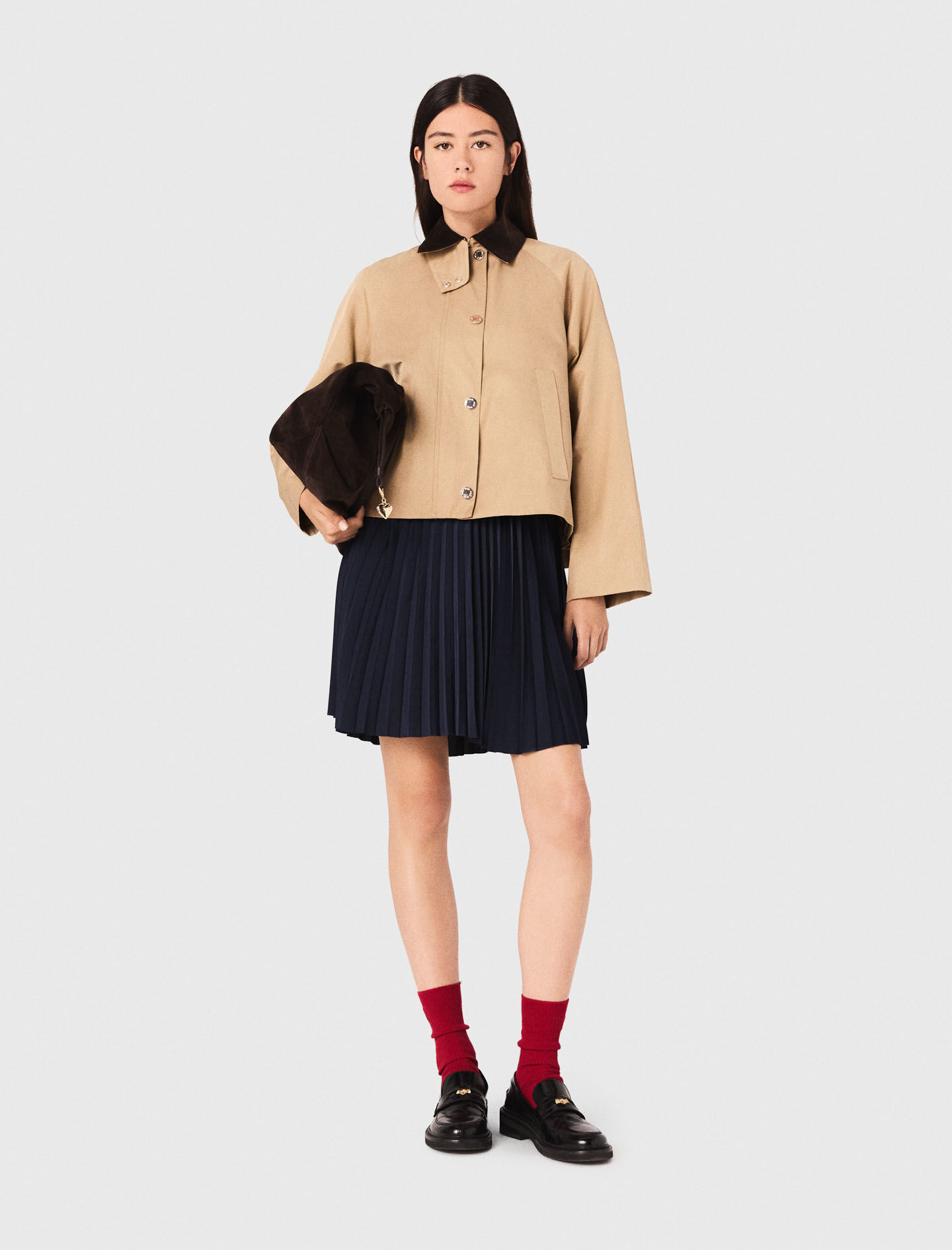 Maje: Trapeze Jacket With Contrast Collar