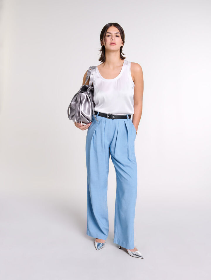 Wide-leg suit trousers with pleats 