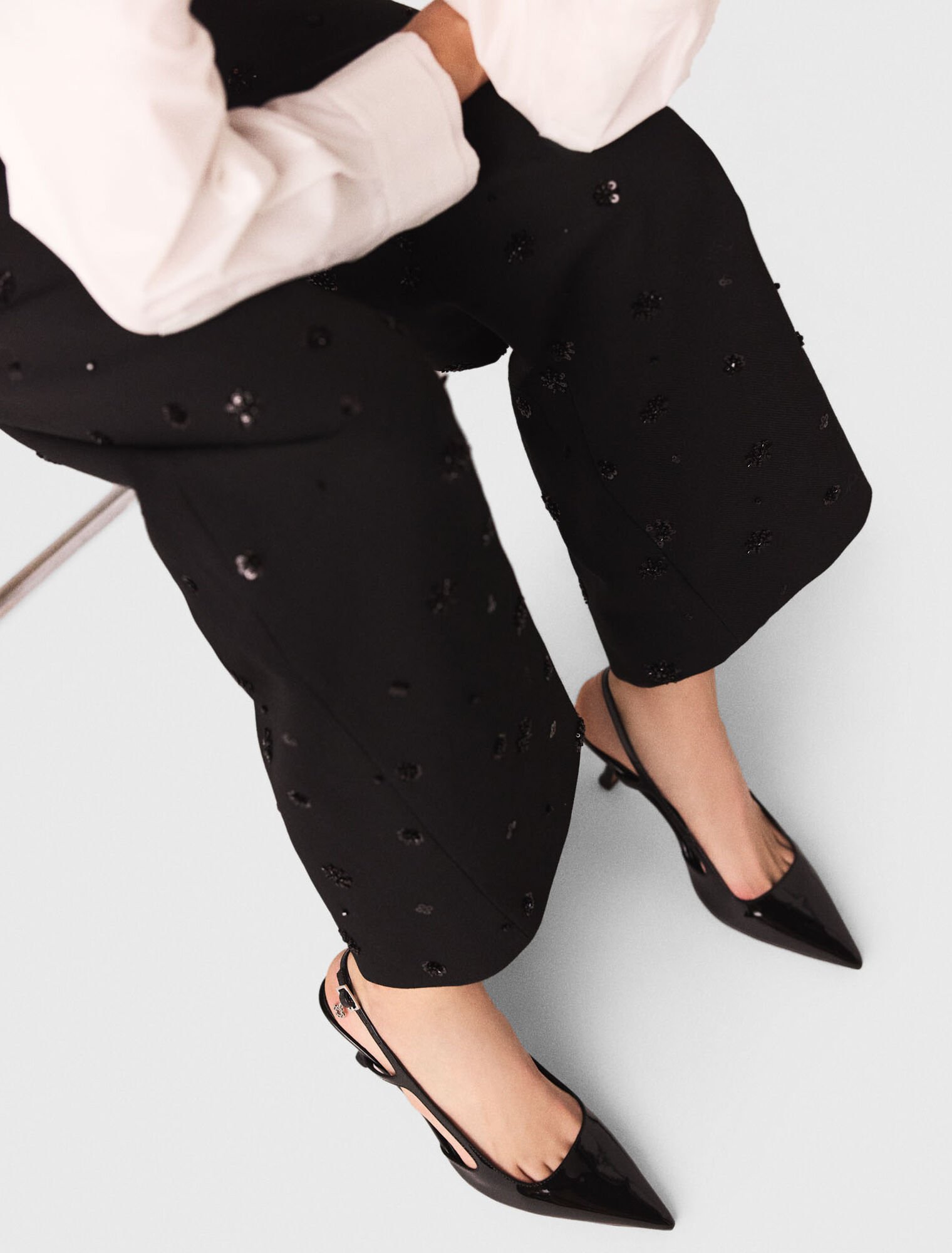 Patent leather slingback pumps