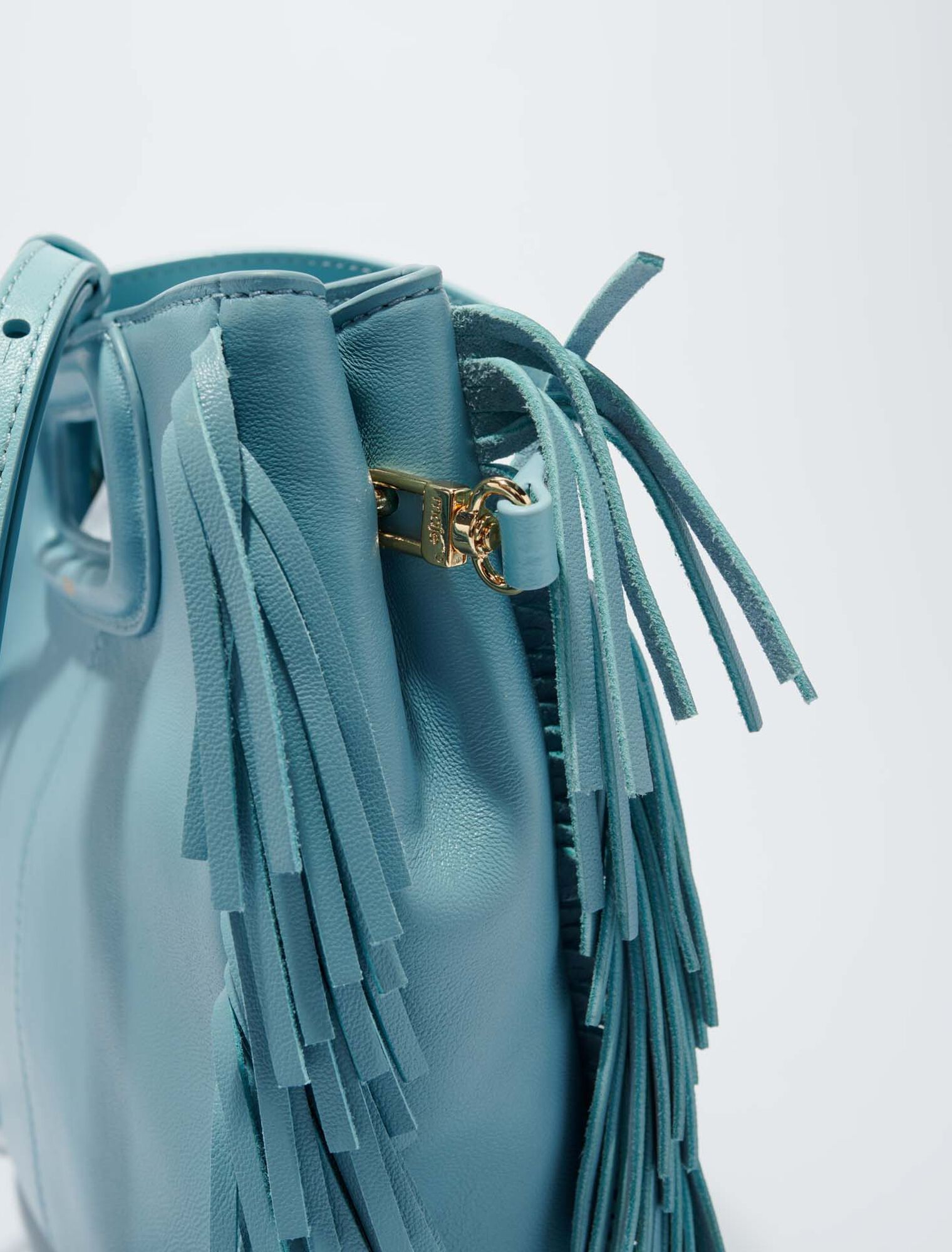 Smooth leather M bag with fringing