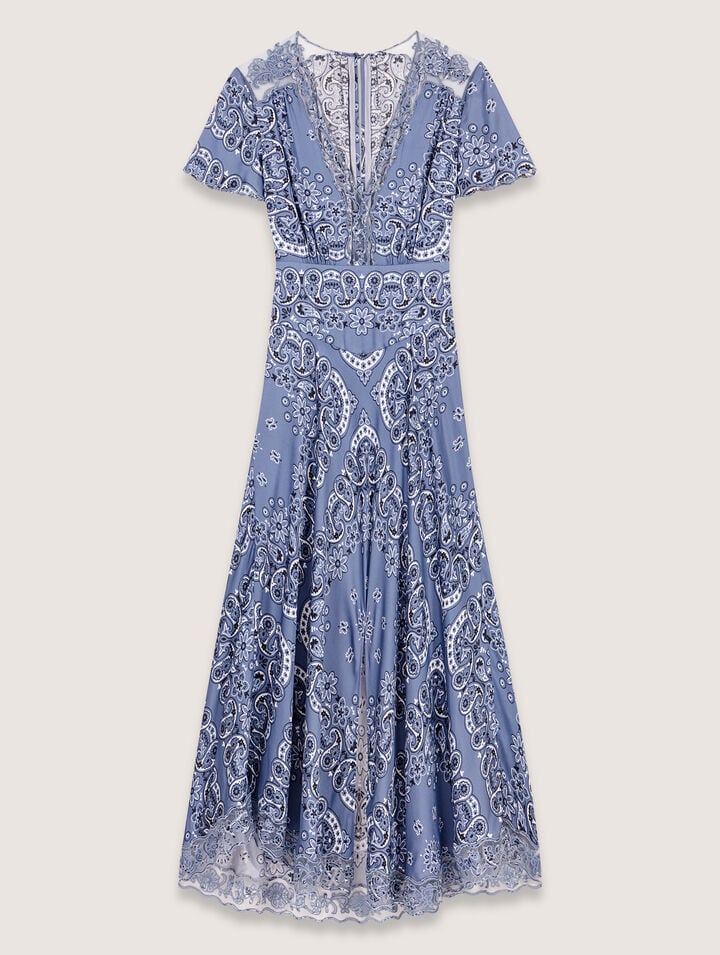 Maje Ribleuta Bandana-print Midi Dress In Blue Bandana Print