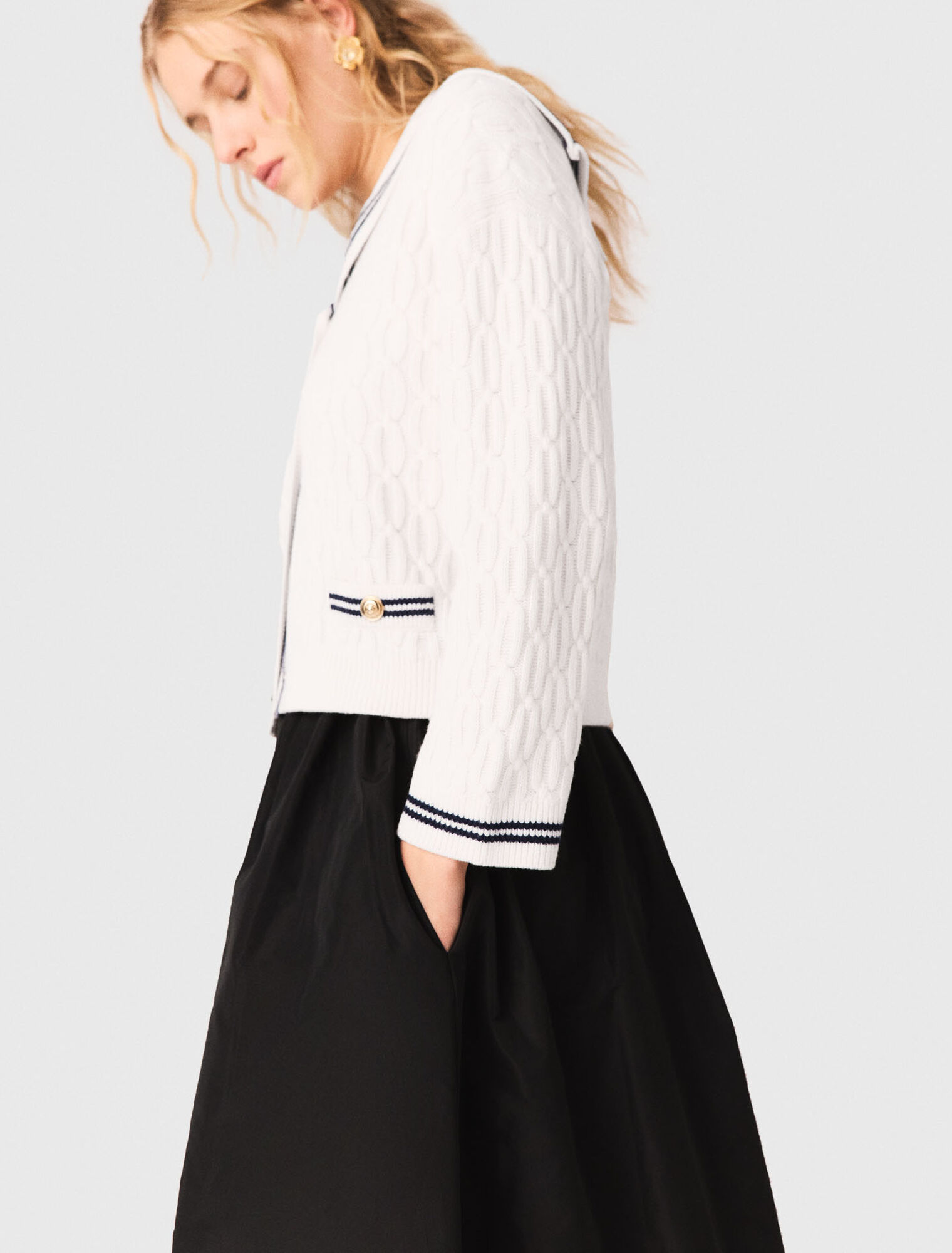 Long skirt with contrast waistband