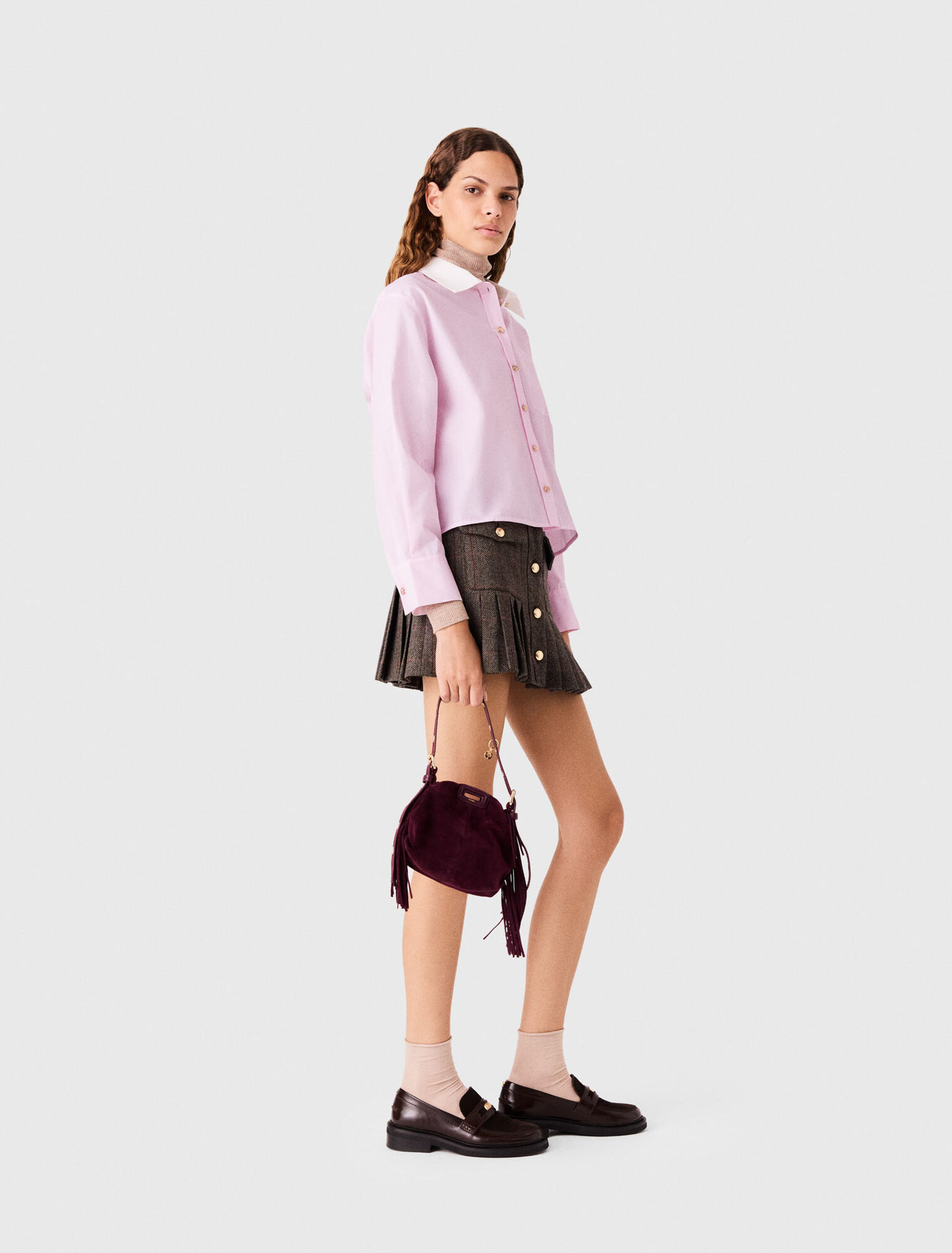 Cropped shirt with contrast collar
