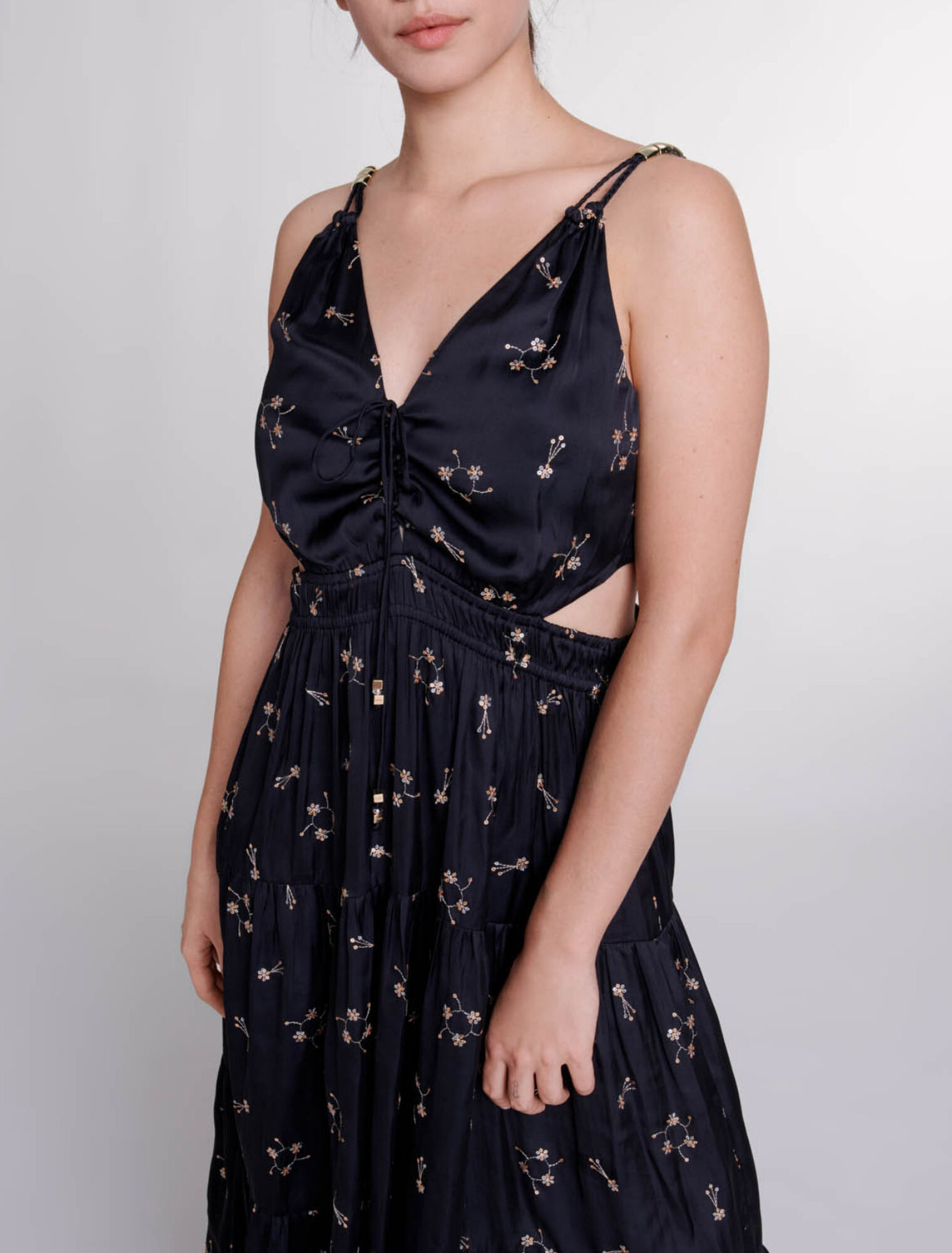 Sequin-embroidered maxi dress