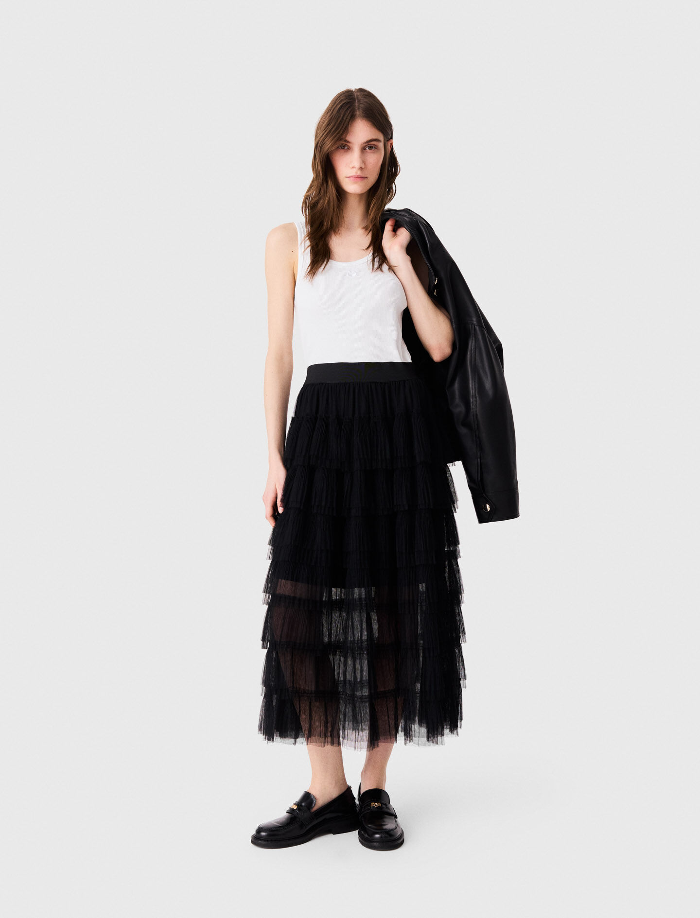 Tulle midi skirt Black for Women | Maje