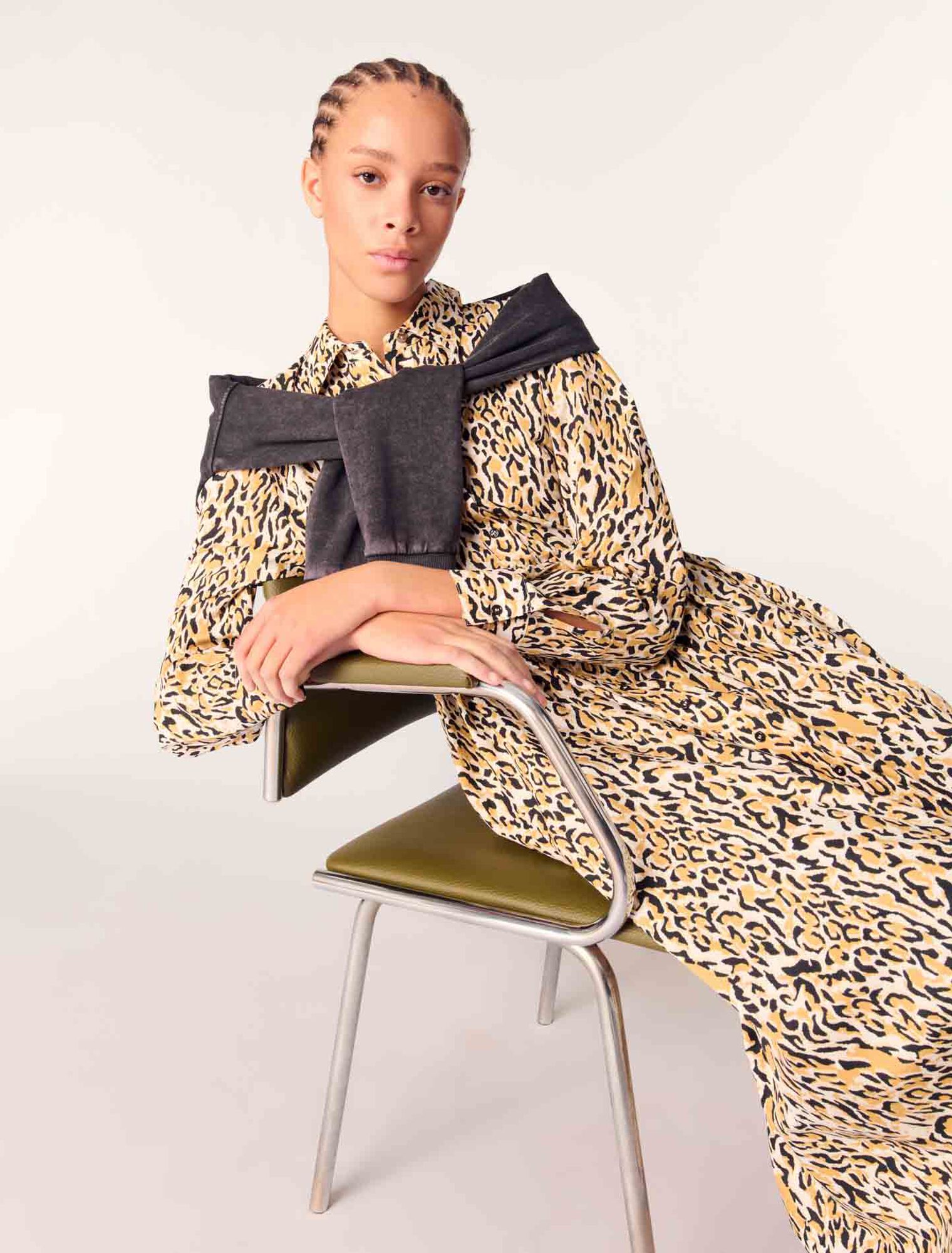 Leopard print midi dress