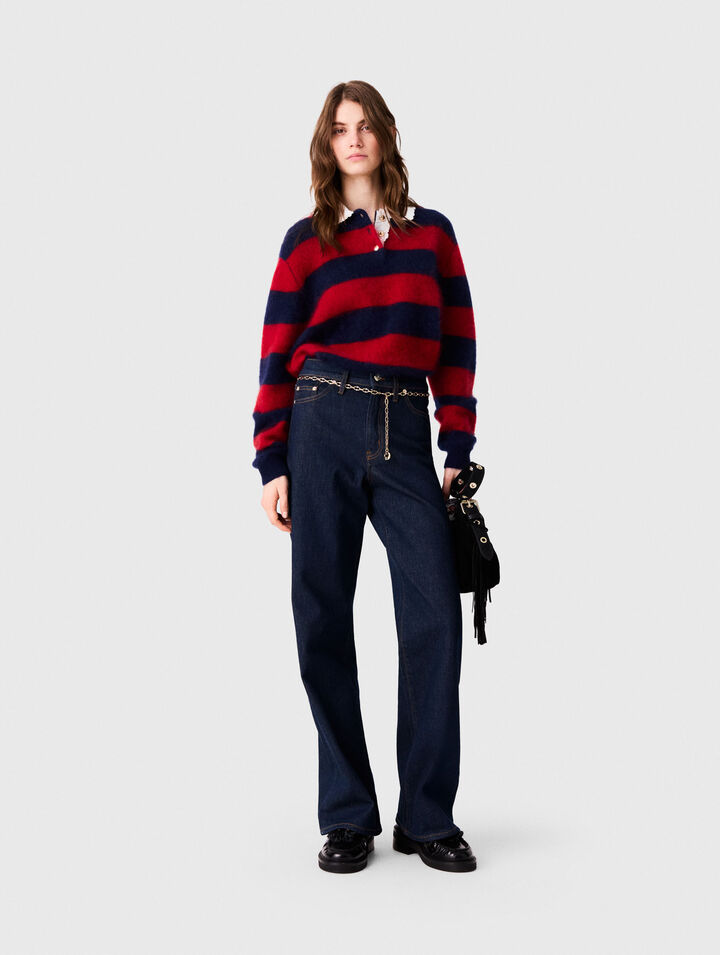 Wide-leg jeans with chain-link belt