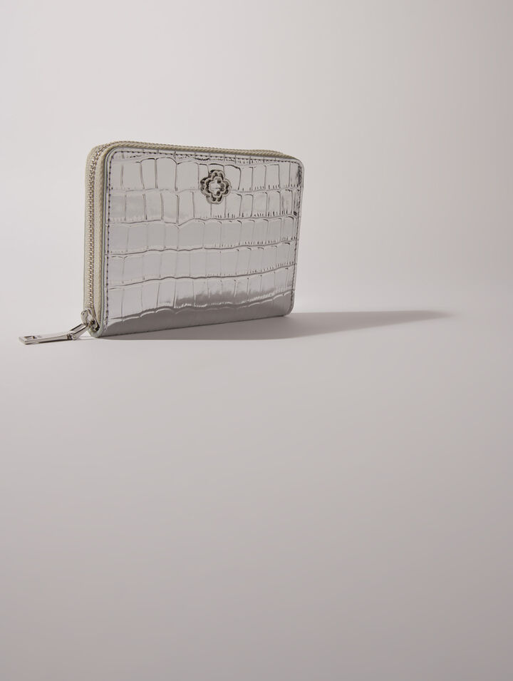 Mock croc leather wallet