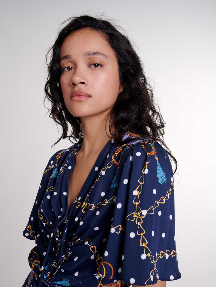 Satin-look patterned maxi dress 
