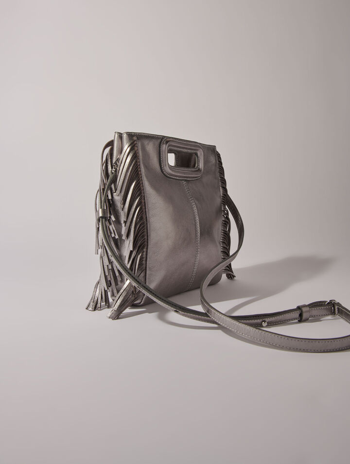 Gun metal leather M bag