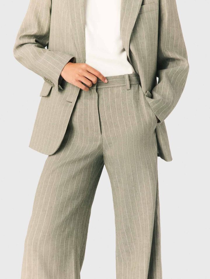 Linen-blend suit trousers