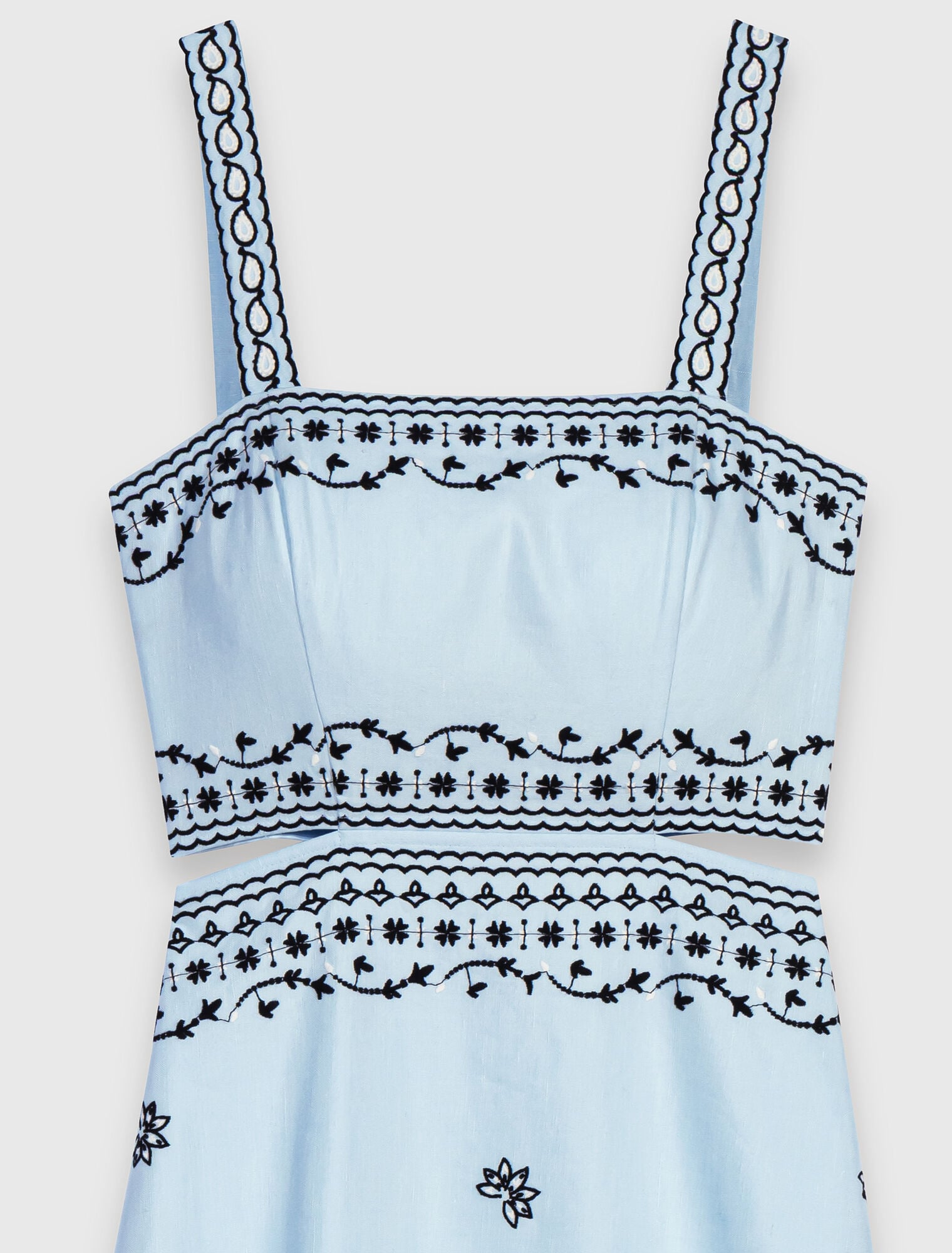 Embroidered linen blend maxi dress