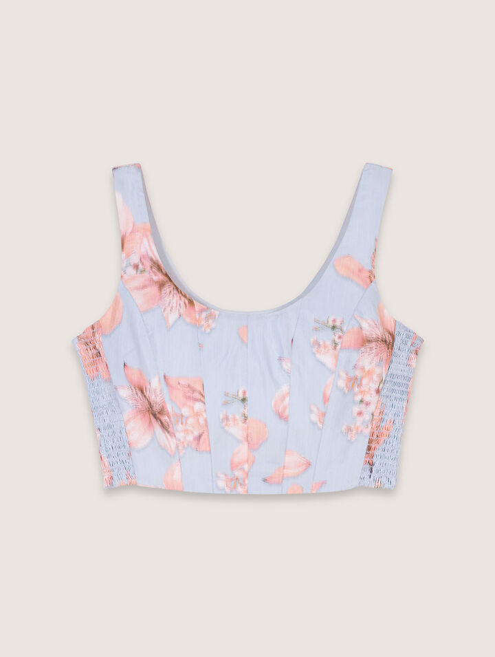 Patterned taffeta top
