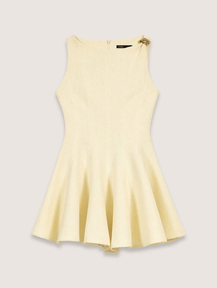 Maje Short Tweed Dress In Yellow