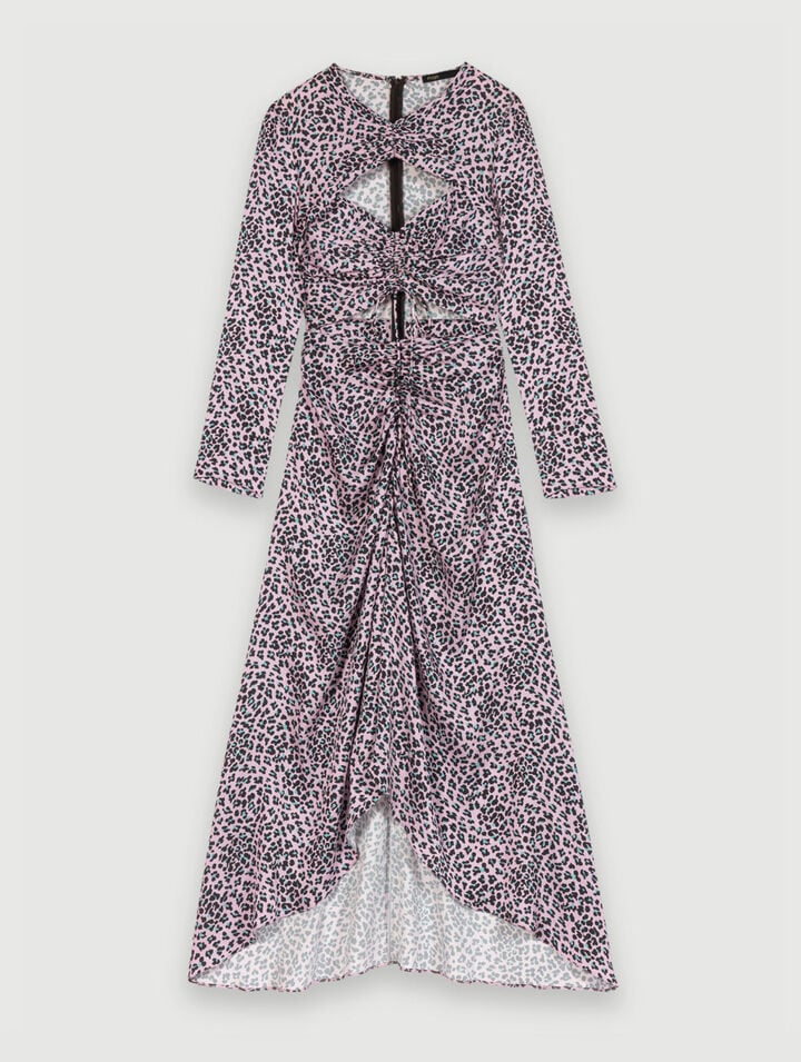 Openwork satin maxi dress