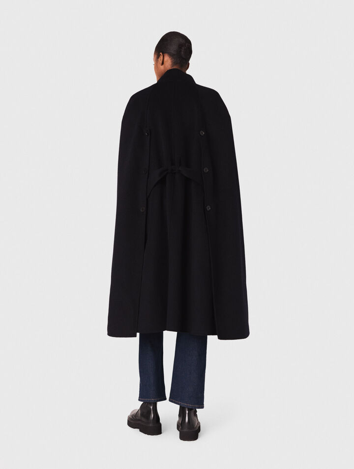 Long double-faced coat with cape
