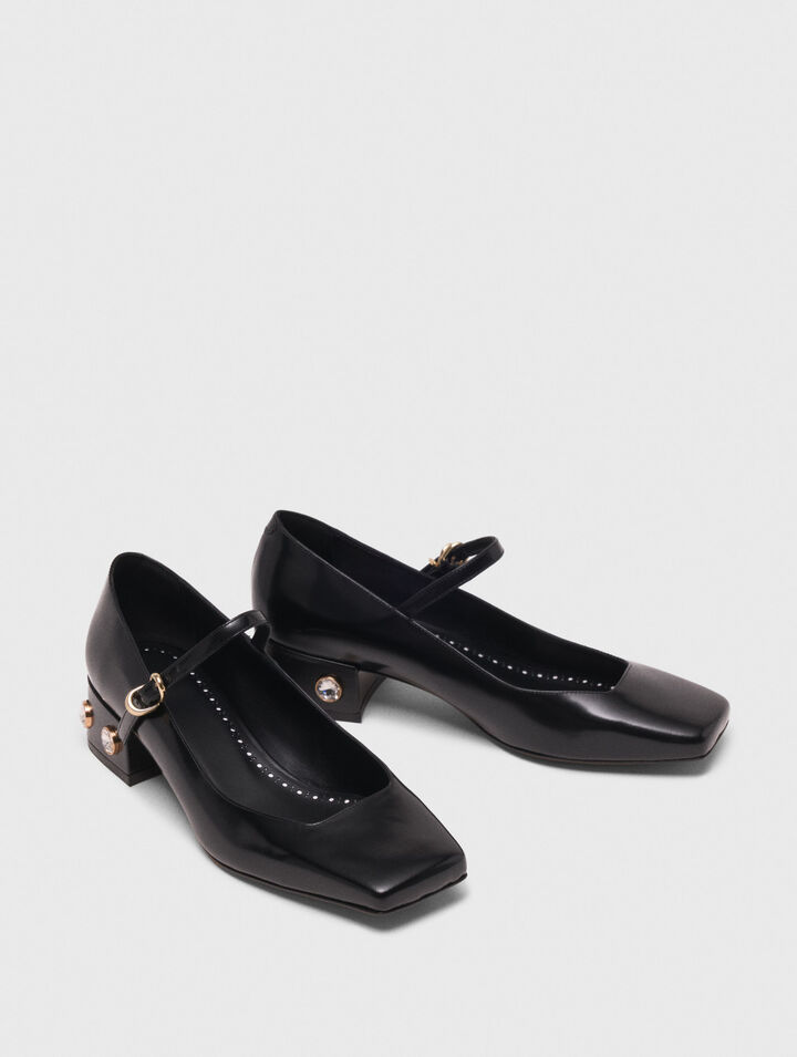 Heeled rhinestone Mary Janes