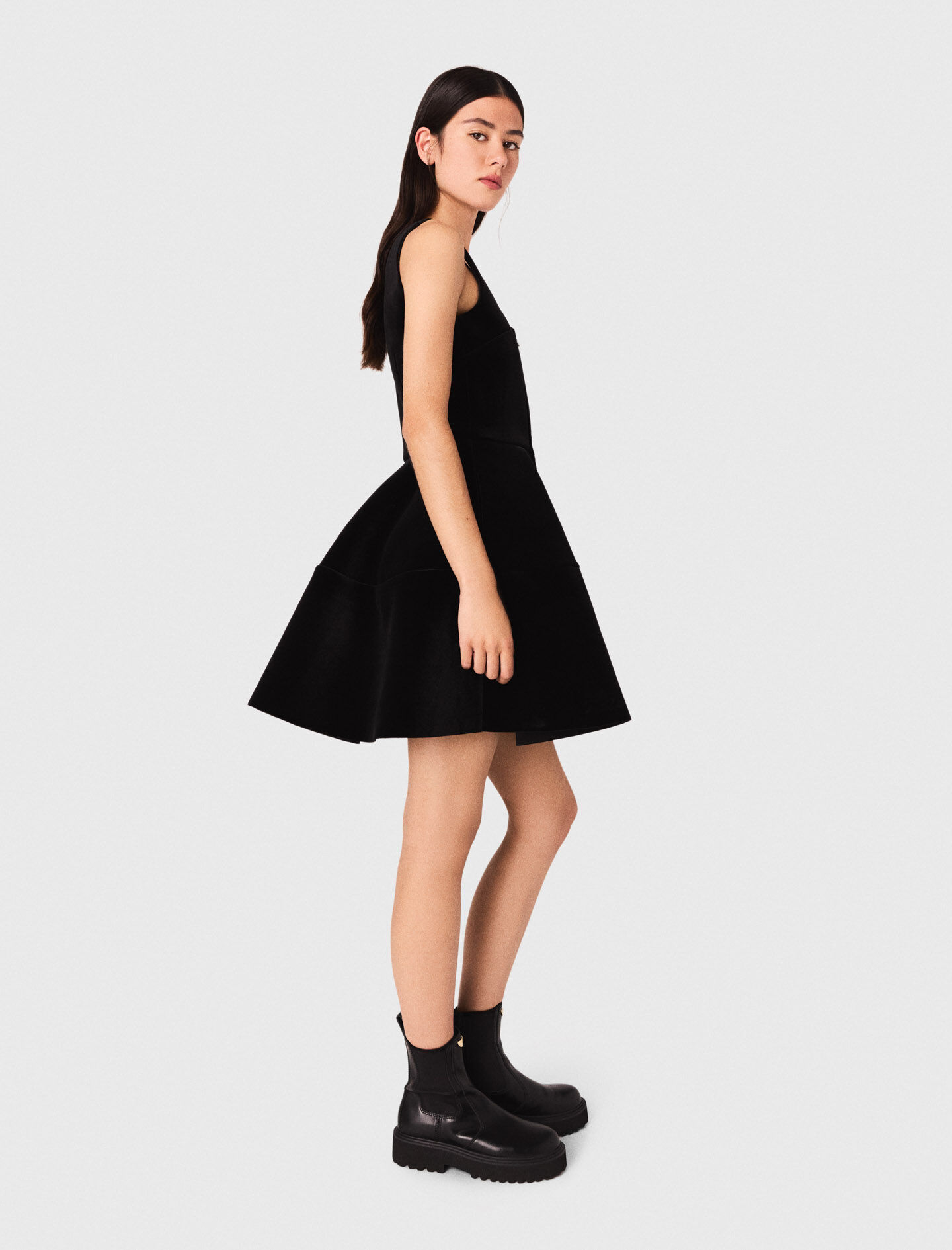 新品未使用ウノアVelour-Little black dressサイズM 8 By YOOX VELVET MINI DRESS | Black Women's Short Dress | YOOX
