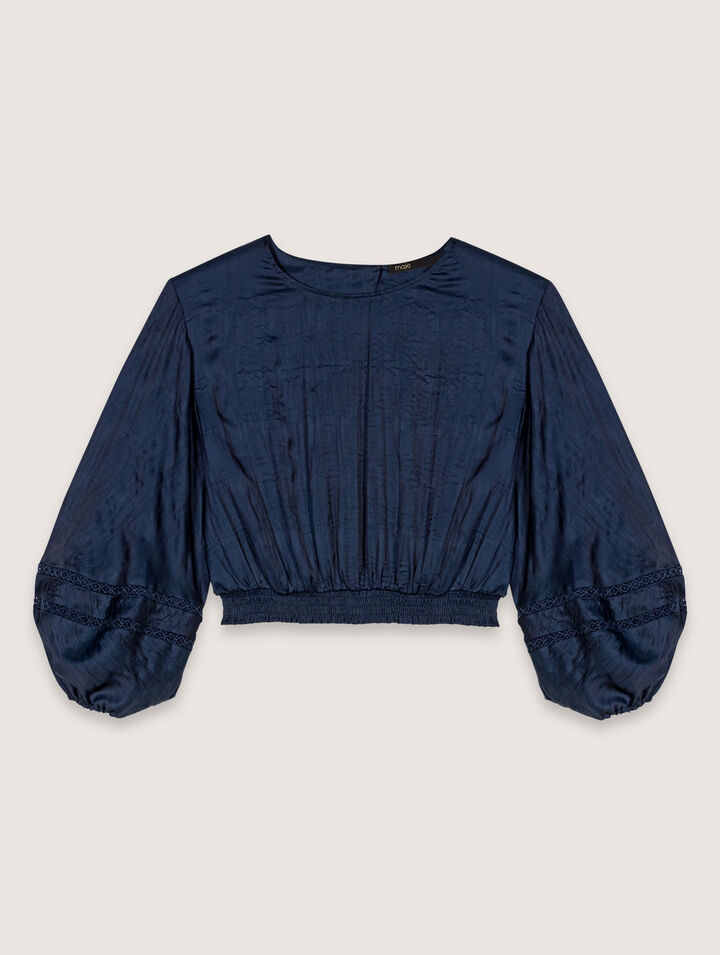 Satin-look short top