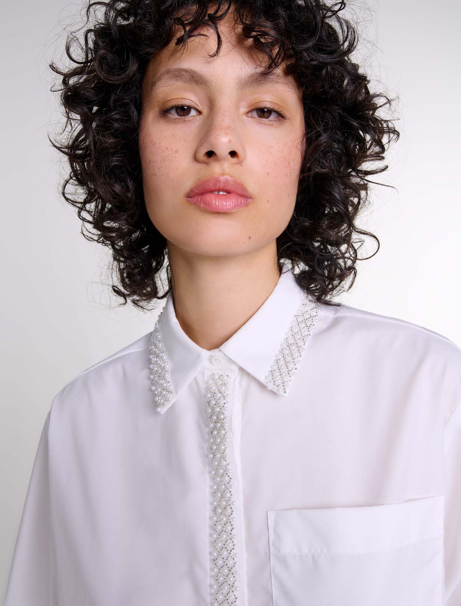 Beaded cropped shirt
