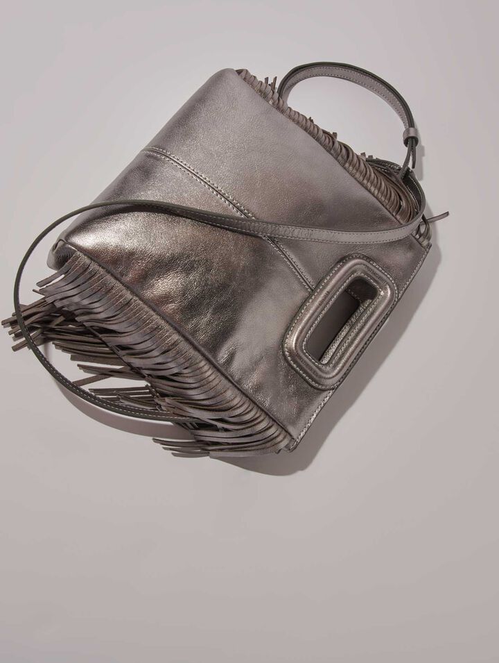 Gun metal leather M bag