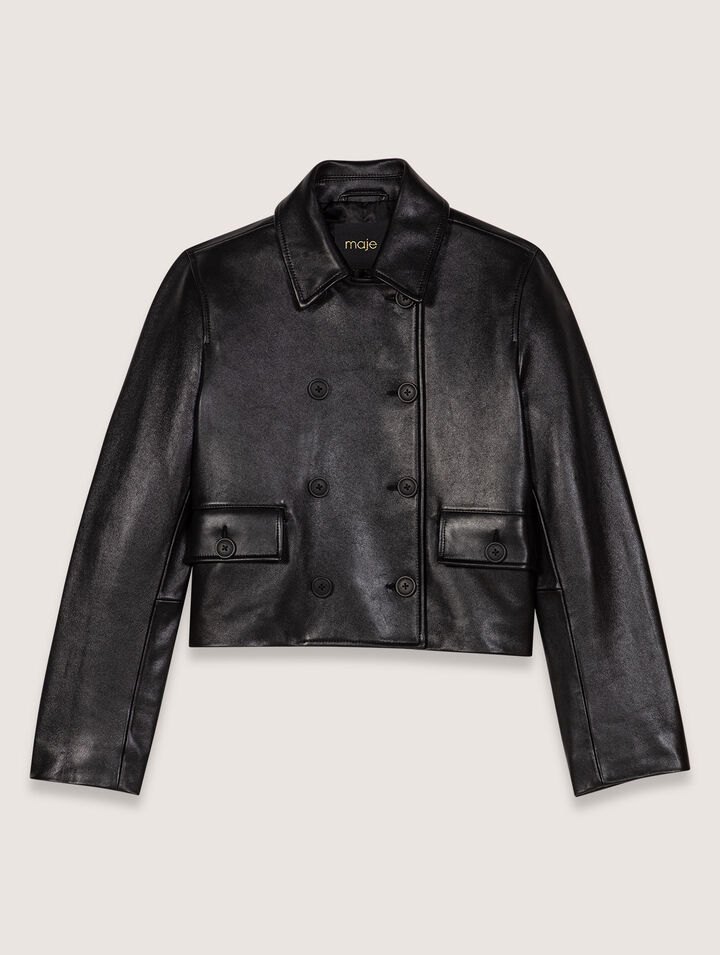 Cropped leather jacket