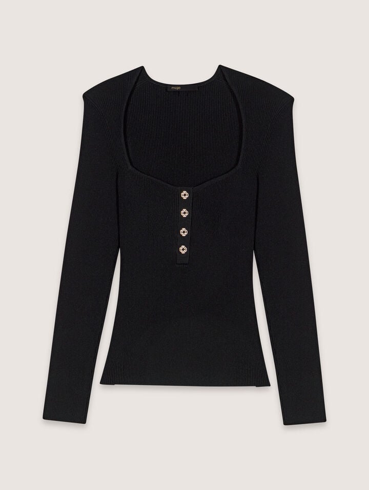 Maje Scoop-neck Top In Black