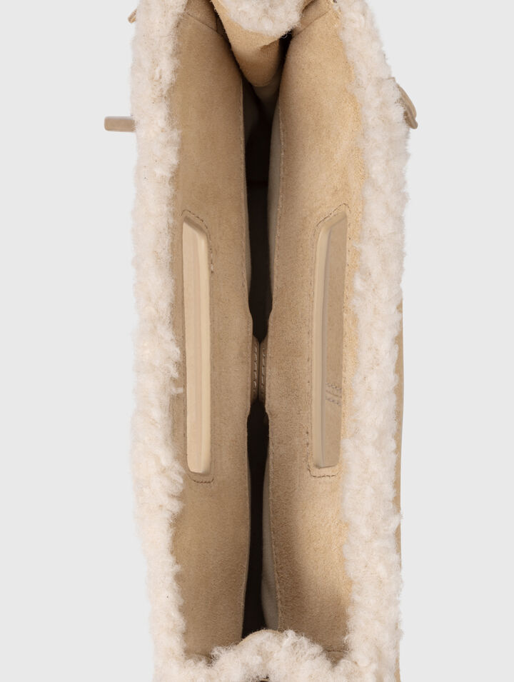 Suede and fur-effect M bag