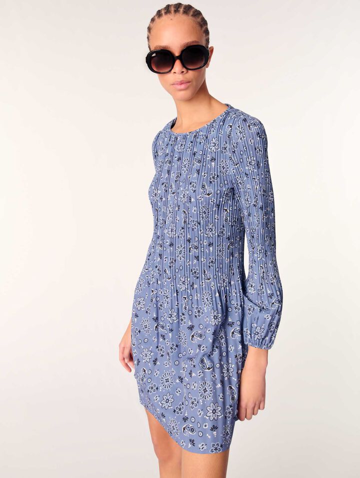 Patterned pleated dress