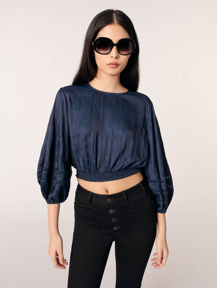 Satin-look short top
