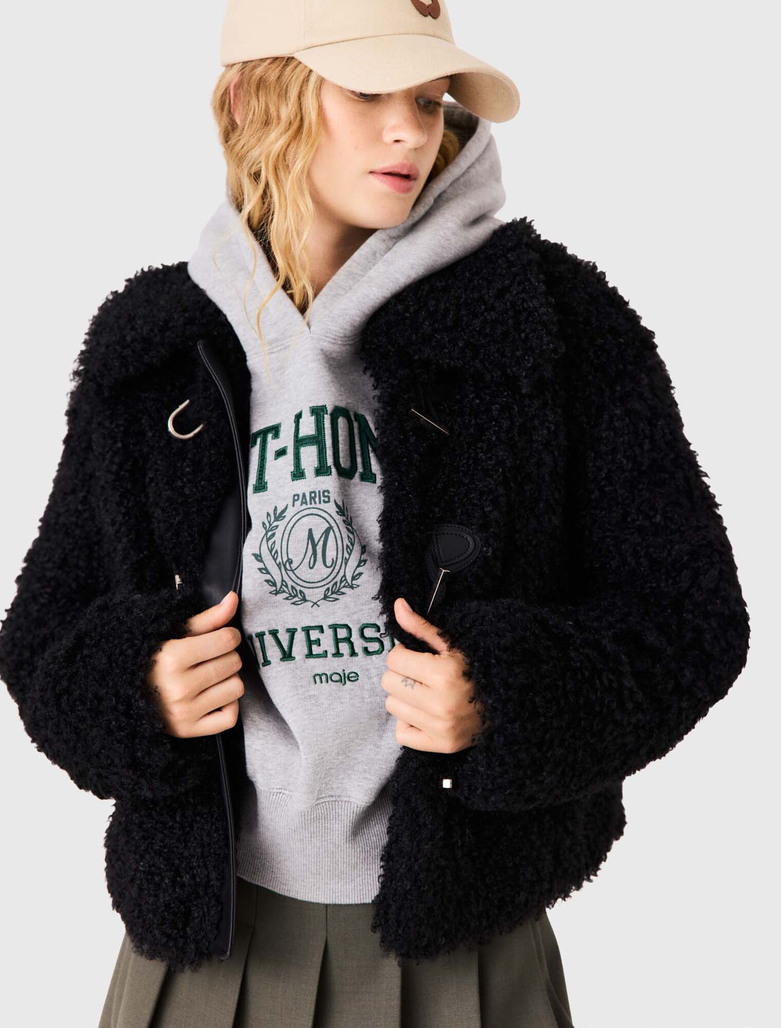 Curly faux fur jacket